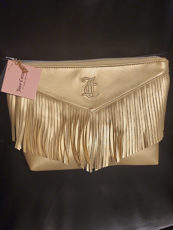 Juicy Couture Handbags - Juicy Couture Gold Fringe Clutch Cosmetic Bag